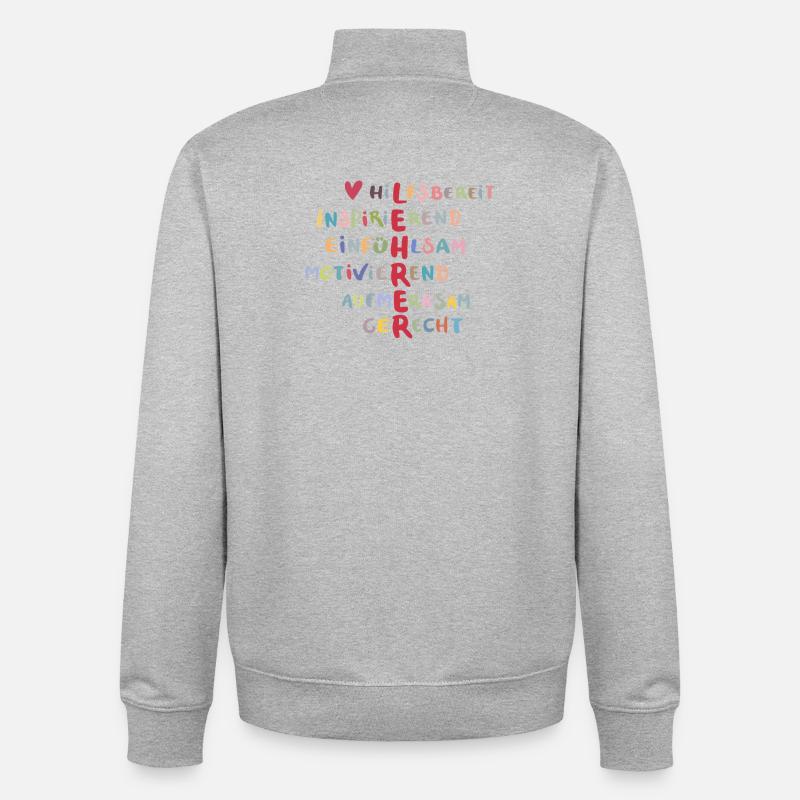 Farbenfrohe Werte Collage – Hilfsbereit - Unisex Organic Zip Sweatshirt von Stanley/Stella - Grau meliert