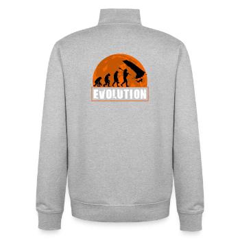 Evolution of Hang Glider Pilot Sunset Design - Unisex Organic Zip Sweatshirt by Stanley/Stella - heather grey - Back - AI Model Male 185 light (185cm)