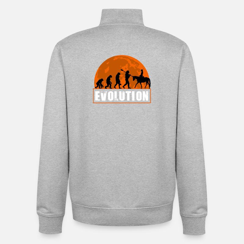 Evolution des Menschen Reitkunst - Unisex Organic Zip Sweatshirt von Stanley/Stella - Grau meliert