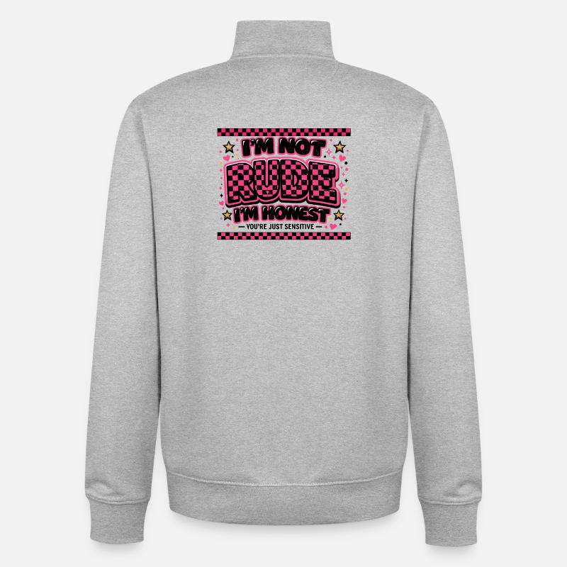 Not Evil, Honest – Cheeky Saying Gift - Unisex Organic Zip Sweatshirt by Stanley/Stella - heather grey
