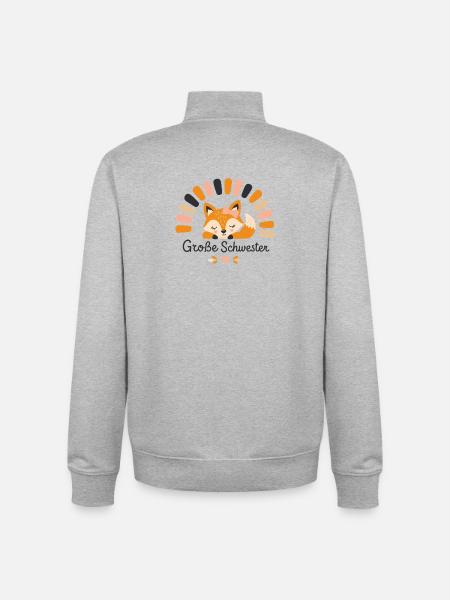 Geschwistermotiv Fuchs - Waldtier Design - Unisex Organic Zip Sweatshirt von Stanley/Stella - Grau meliert