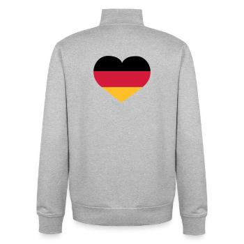 Deutschland Herz | Herz | Heart - Sweat zippé unisexe en coton bio Stanley/Stella - gris chiné - Dos - AI Model Male 185 light (185cm)