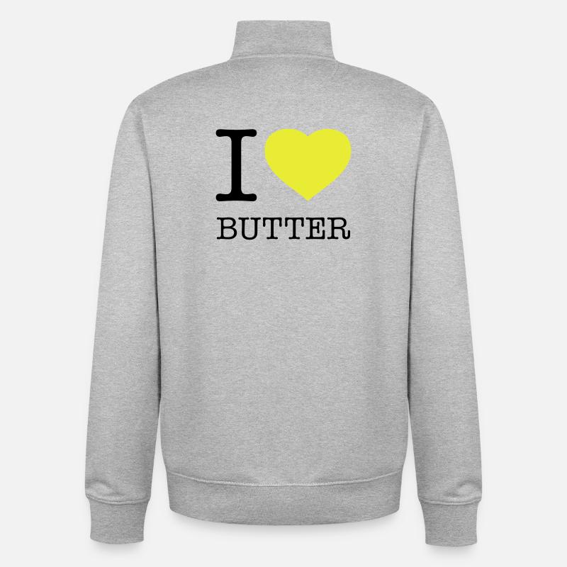 J’ADORE LE BEURRE - Sweat zippé unisexe en coton bio Stanley/Stella - gris chiné