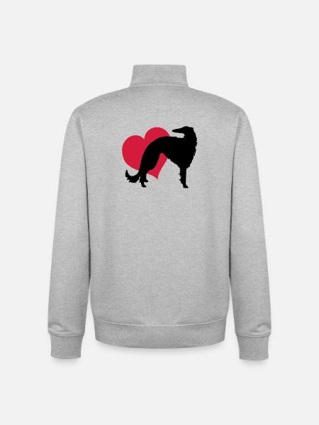 Borzoi my love - Unisex Organic Zip Sweatshirt by Stanley/Stella - heather grey