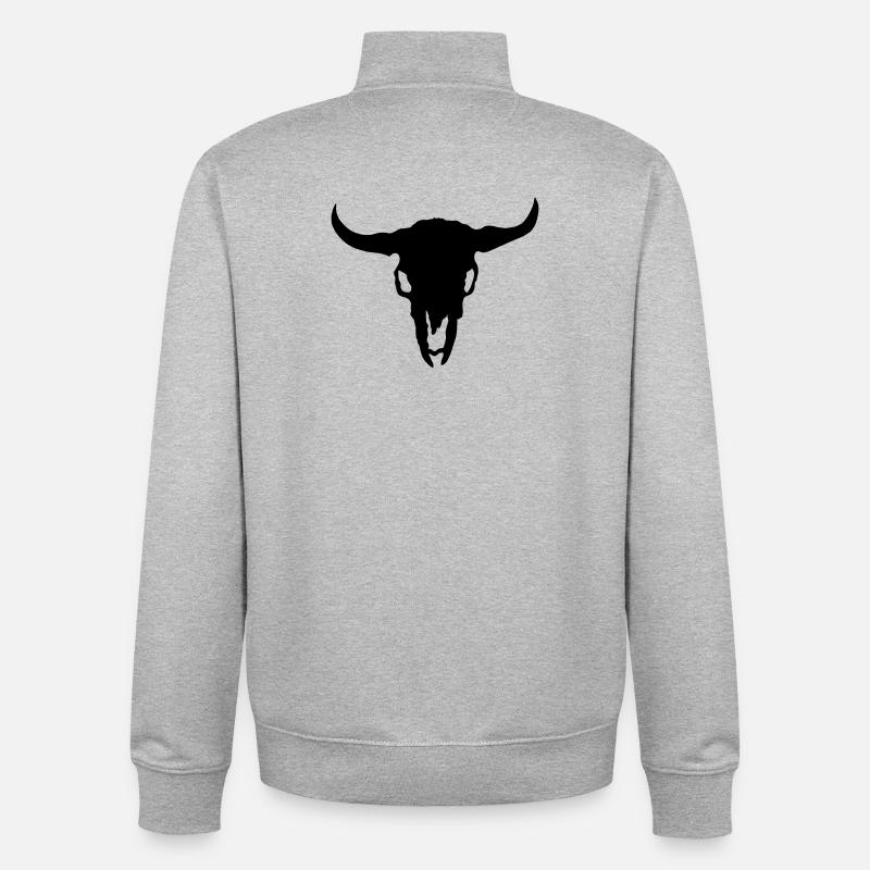 Tête de taureau crâne de squelette - Sweat zippé unisexe en coton bio Stanley/Stella - gris chiné