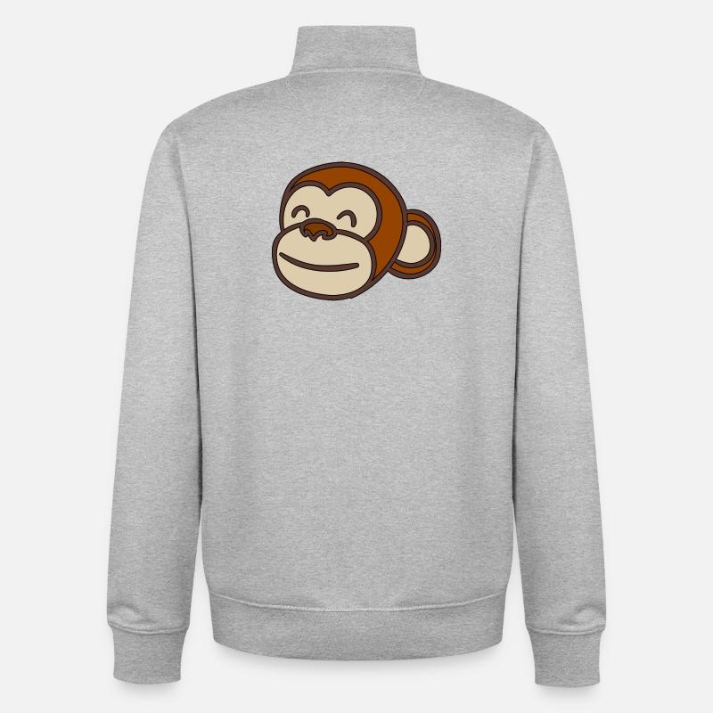 Tête de singe - Sweat zippé unisexe en coton bio Stanley/Stella - gris chiné