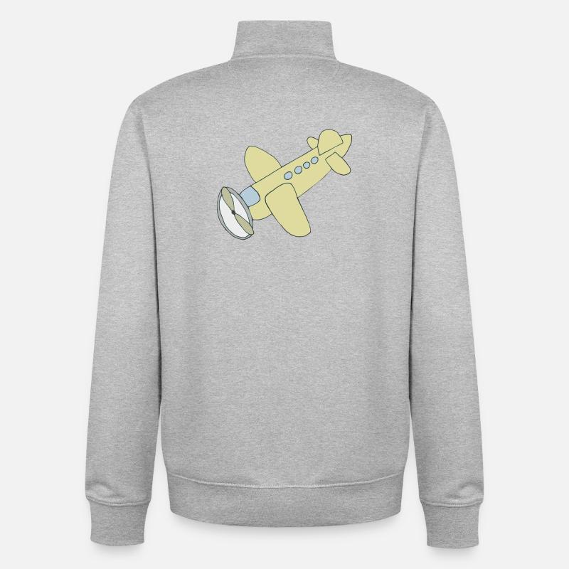 flugzeug comic - Unisex Organic Zip Sweatshirt von Stanley/Stella - Grau meliert