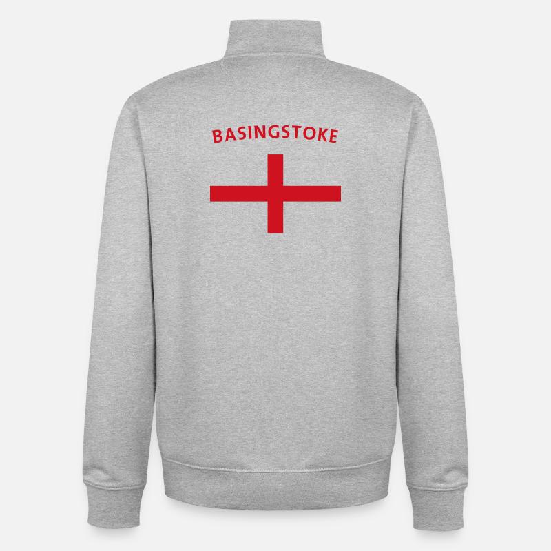 Emblème de Basingstoke Badge rétro - Sweat zippé unisexe en coton bio Stanley/Stella - gris chiné