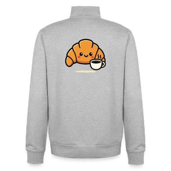 Croissant Café Mignon - Unisex Organic Zip Sweatshirt by Stanley/Stella - heather grey - Back - AI Model Male 185 light (185cm)