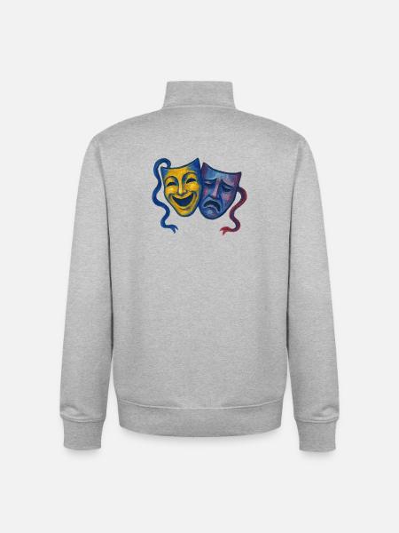 Teatermasker Glede Sorg - Unisex genser med glidelås i økologisk bomull Stanley/Stella - gråmelert