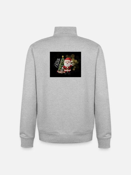 Knitted Santa with Christmas tree - Unisex Organic Zip Sweatshirt by Stanley/Stella - heather grey