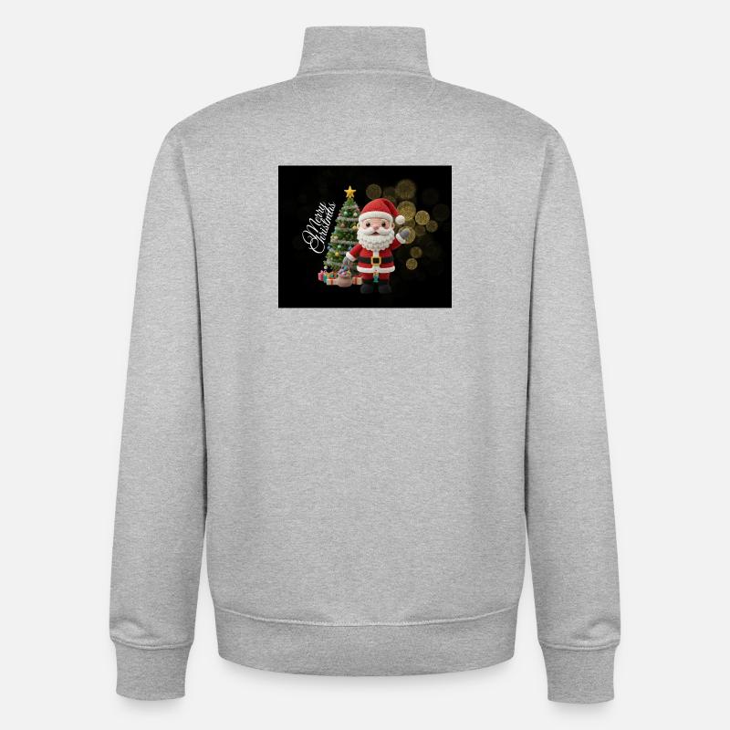 Gestrickter Santa mit Weihnachtsbaum - Unisex Organic Zip Sweatshirt von Stanley/Stella - Grau meliert