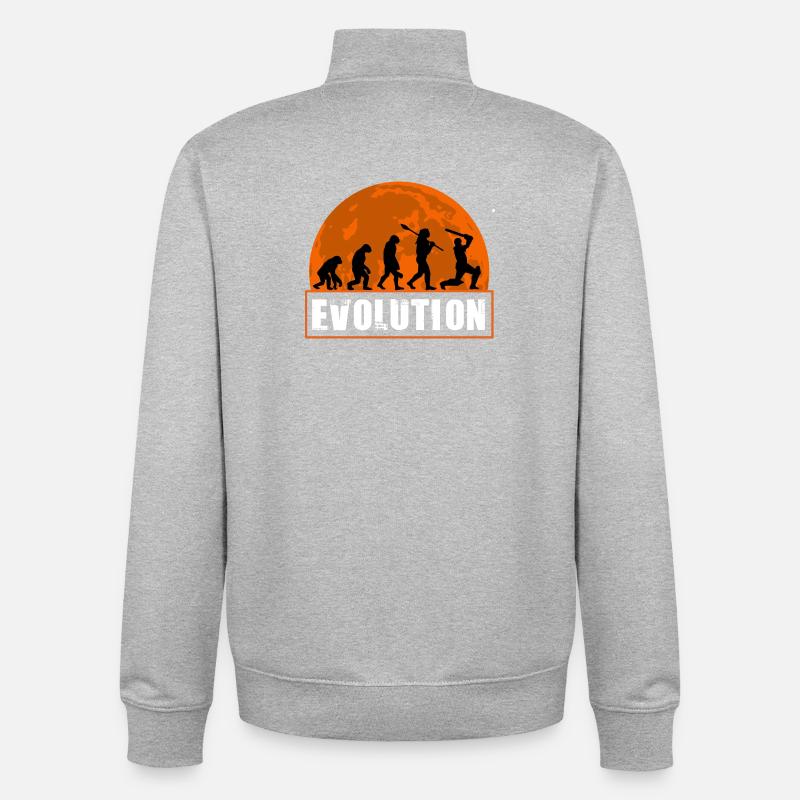 Evolution of Cricket Player Batsman Silhouette - Unisex Organic Zip Sweatshirt by Stanley/Stella - heather grey