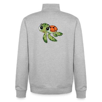 Caricature joyeuse de la Tortue - Sweat zippé unisexe en coton bio Stanley/Stella - gris chiné - Dos - AI Model Male 185 light (185cm)