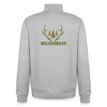 Wilderness Outdoor Deer Hunting Nature Design - Unisex Organic Zip Sweatshirt von Stanley/Stella - Grau meliert - Hinten - AI Model Male 185 light (185cm)