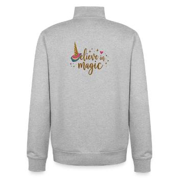 Belief in magic unicorn - Unisex Organic Zip Sweatshirt by Stanley/Stella - heather grey - Back - AI Model Male 185 light (185cm)