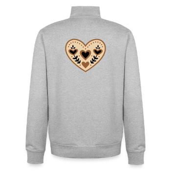 Costume traditionnel folklorique en forme de cœur pour la fête des mères - Sweat zippé unisexe en coton bio Stanley/Stella - gris chiné - Dos - AI Model Male 185 light (185cm)