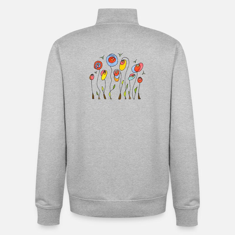 Fleur - Sweat zippé unisexe en coton bio Stanley/Stella - gris chiné