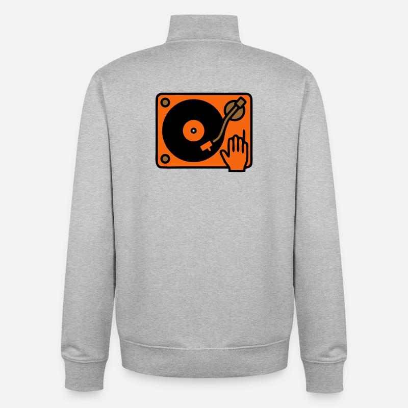 DJ Turntable Hand Scratching - Unisex Organic Zip Sweatshirt by Stanley/Stella - heather grey
