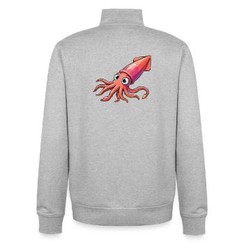 Dessin animé Calamar - Sweat zippé unisexe en coton bio Stanley/Stella - gris chiné - Dos - AI Model Male 185 light (185cm)