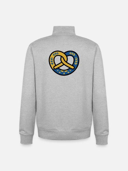 Pretzel Diamond Pattern Bavaria Volksfest Munich - Unisex Organic Zip Sweatshirt by Stanley/Stella - heather grey