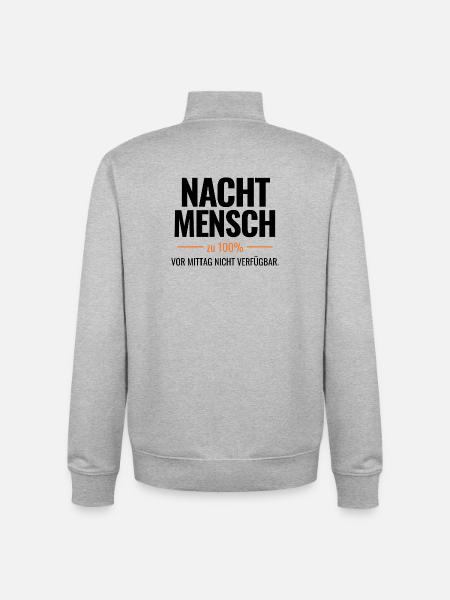 Nachtmensch zu 100% - Unisex Organic Zip Sweatshirt von Stanley/Stella - Grau meliert