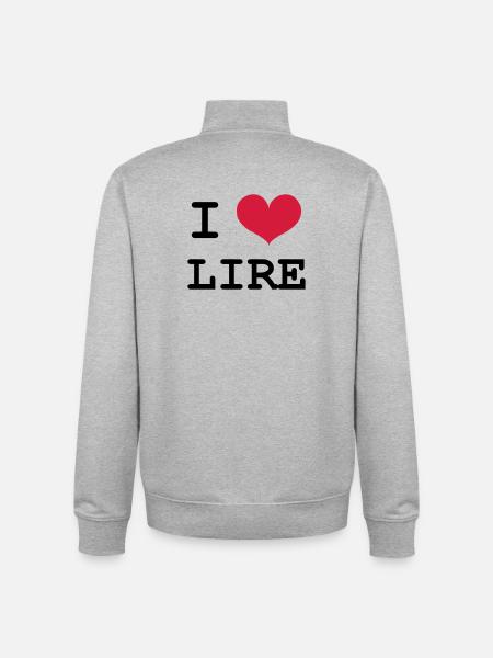 I Love Lire - Sweat zippé unisexe en coton bio Stanley/Stella - gris chiné