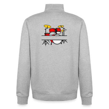 Nom du kit de batterie Bannière Logo Rouge - Sweat zippé unisexe en coton bio Stanley/Stella - gris chiné - Dos - AI Model Male 185 light (185cm)
