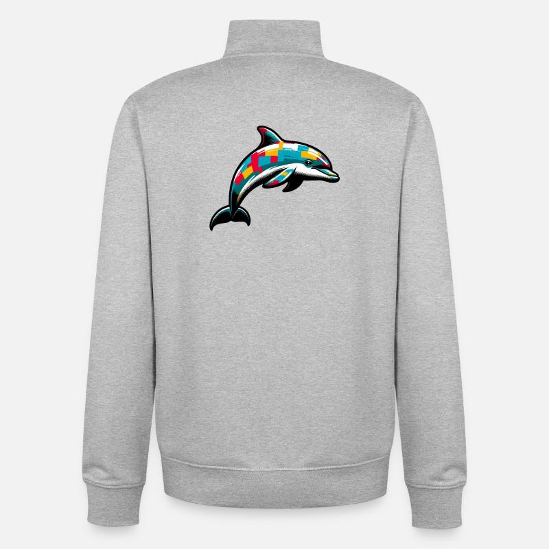 Delfin - Unisex Organic Zip Sweatshirt von Stanley/Stella - Grau meliert