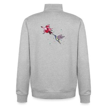 Hummingbird - Unisex Organic Zip Sweatshirt by Stanley/Stella - heather grey - Back - AI Model Male 185 light (185cm)
