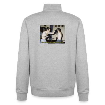 Boxkampf mit moralischer Botschaft - Unisex Organic Zip Sweatshirt von Stanley/Stella - Grau meliert - Hinten - AI Model Male 185 light (185cm)