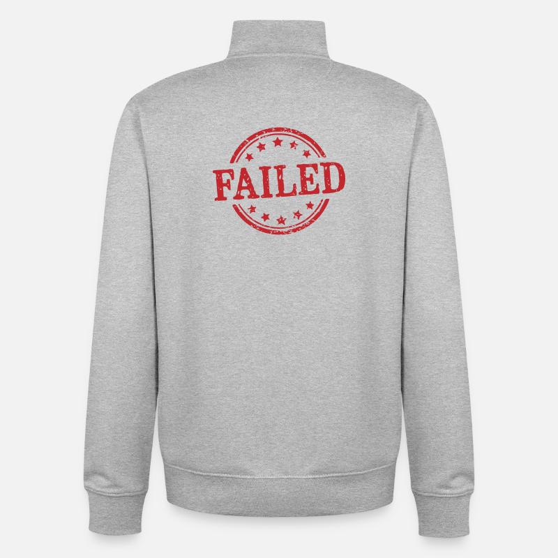 Échec du timbre Red Grunge - Sweat zippé unisexe en coton bio Stanley/Stella - gris chiné
