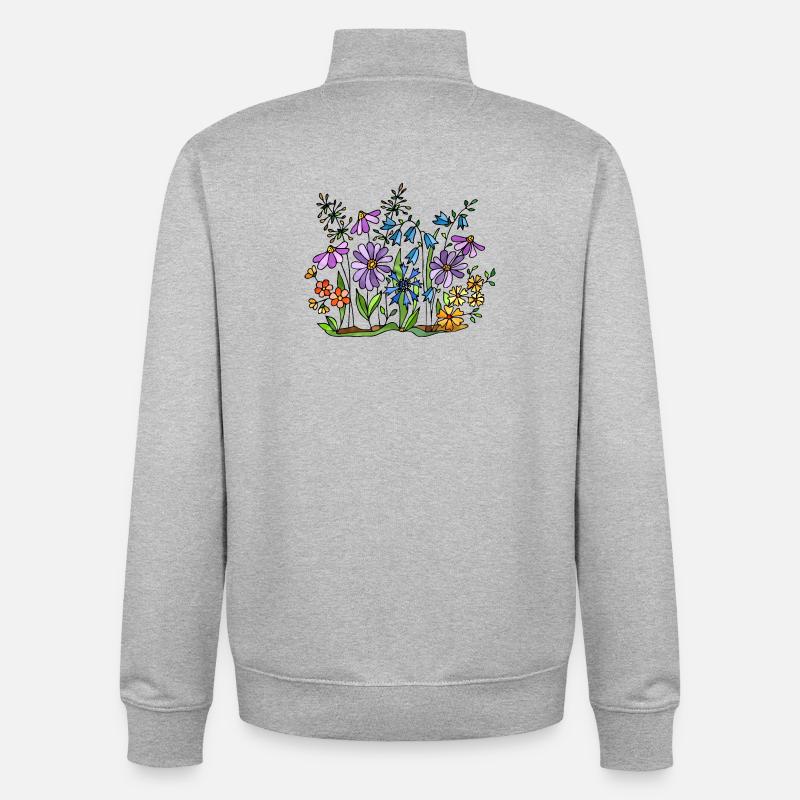 Fleur - Sweat zippé unisexe en coton bio Stanley/Stella - gris chiné