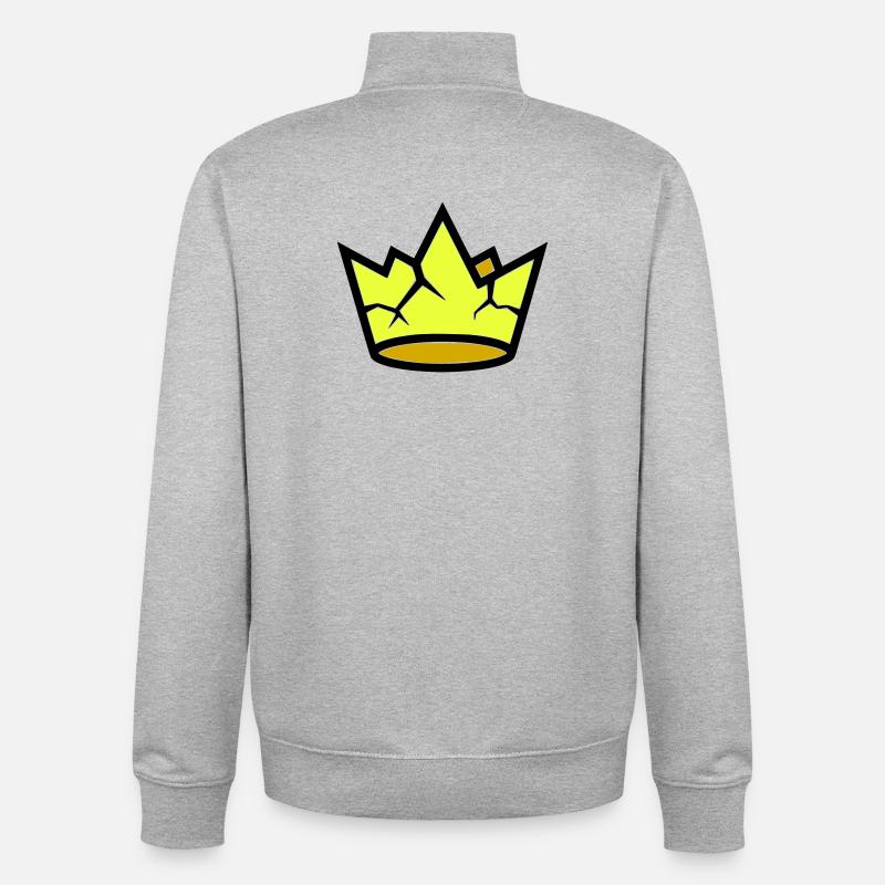 Broken Crown Grunge Cracked Vector - Unisex Organic Zip Sweatshirt by Stanley/Stella - heather grey