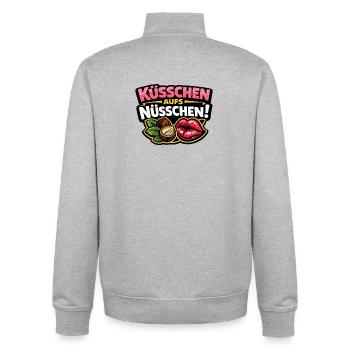 Kisses on the nut – Cheeky kiss saying - Unisex Organic Zip Sweatshirt by Stanley/Stella - heather grey - Back - AI Model Male 185 light (185cm)