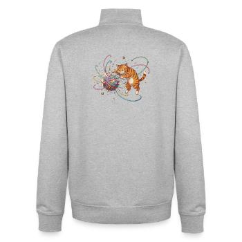 Katzenspiel mit buntem Garnball - Unisex Organic Zip Sweatshirt von Stanley/Stella - Grau meliert - Hinten - AI Model Male 185 light (185cm)