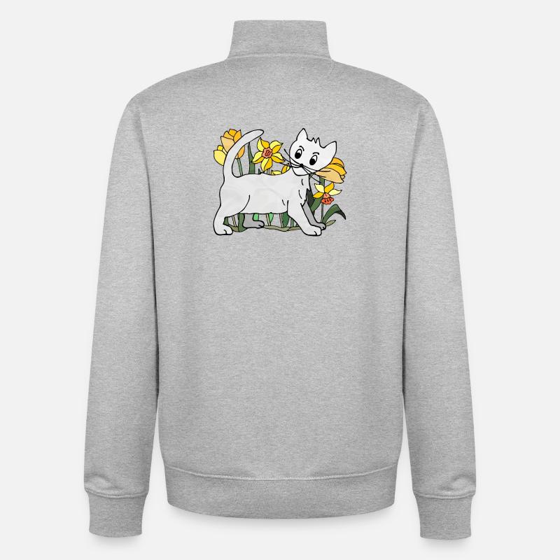 chat - Sweat zippé unisexe en coton bio Stanley/Stella - gris chiné