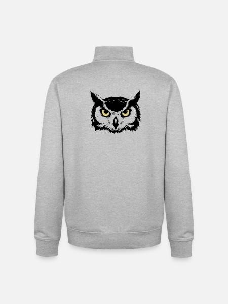 Mystic Owl Head Nature - Unisex Organic Zip Sweatshirt by Stanley/Stella - heather grey