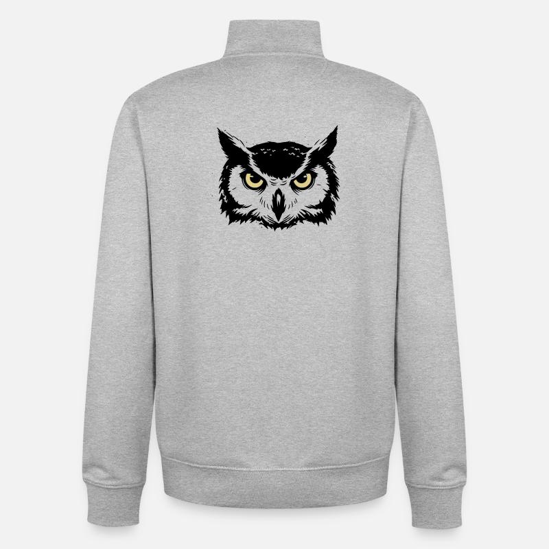 Mystischer Eule Kopf Natur - Unisex Organic Zip Sweatshirt von Stanley/Stella - Grau meliert