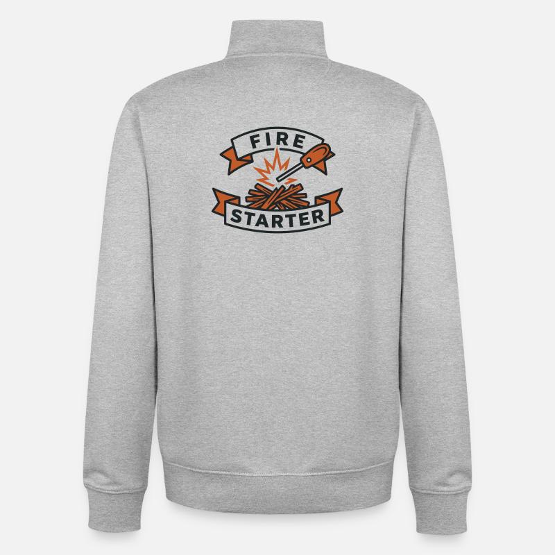 Fire Starter Ember Fire Starter - Unisex Organic Zip Sweatshirt by Stanley/Stella - heather grey