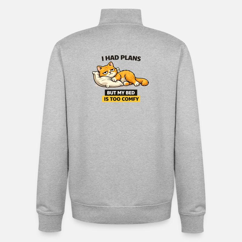 Comfy Cat Bed Plans - Unisex Organic Zip Sweatshirt by Stanley/Stella - heather grey