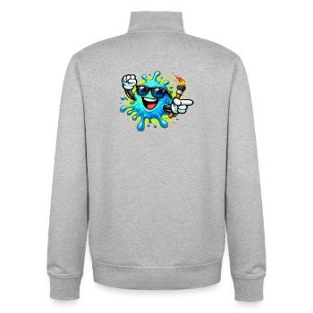 Éclaboussure de peinture joyeuse avec lunettes de soleil - Sweat zippé unisexe en coton bio Stanley/Stella - gris chiné - Dos - AI Model Male 185 light (185cm)