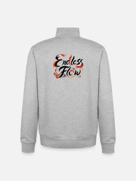 Endless Flow | Japanese Zen Art - Unisex Organic Zip Sweatshirt by Stanley/Stella - heather grey