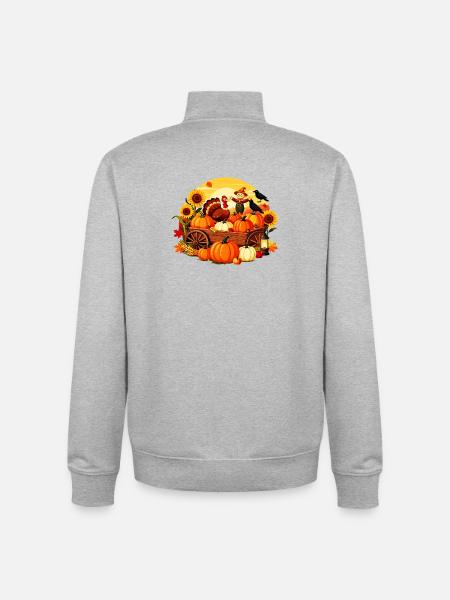 Autumn Harvest Parade - Unisex Organic Zip Sweatshirt by Stanley/Stella - heather grey