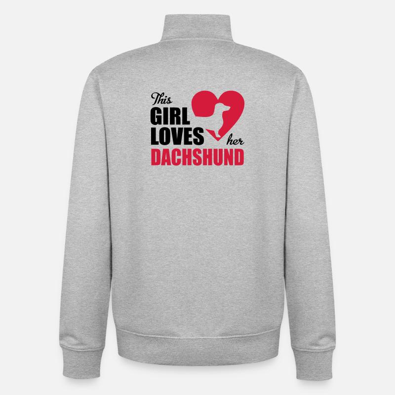 dachshund - Unisex Organic Zip Sweatshirt by Stanley/Stella - heather grey