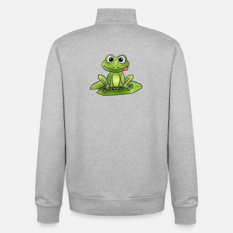 Frosch auf Seerose - Unisex Organic Zip Sweatshirt von Stanley/Stella - Grau meliert