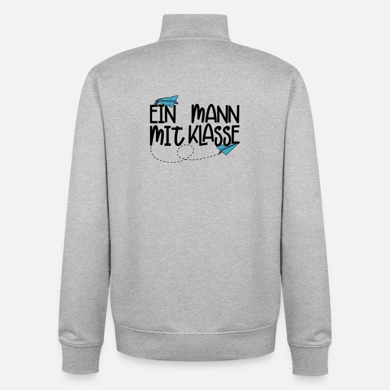 Ein Mann mit Klasse - (schwarz) - Unisex Organic Zip Sweatshirt von Stanley/Stella - Grau meliert
