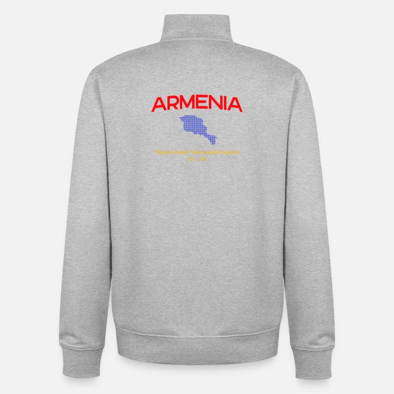 Armenia Map Script Emblem - Unisex Organic Zip Sweatshirt by Stanley/Stella - heather grey