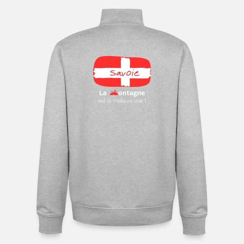 Drapeau de Savoie - Sweat zippé unisexe en coton bio Stanley/Stella - gris chiné