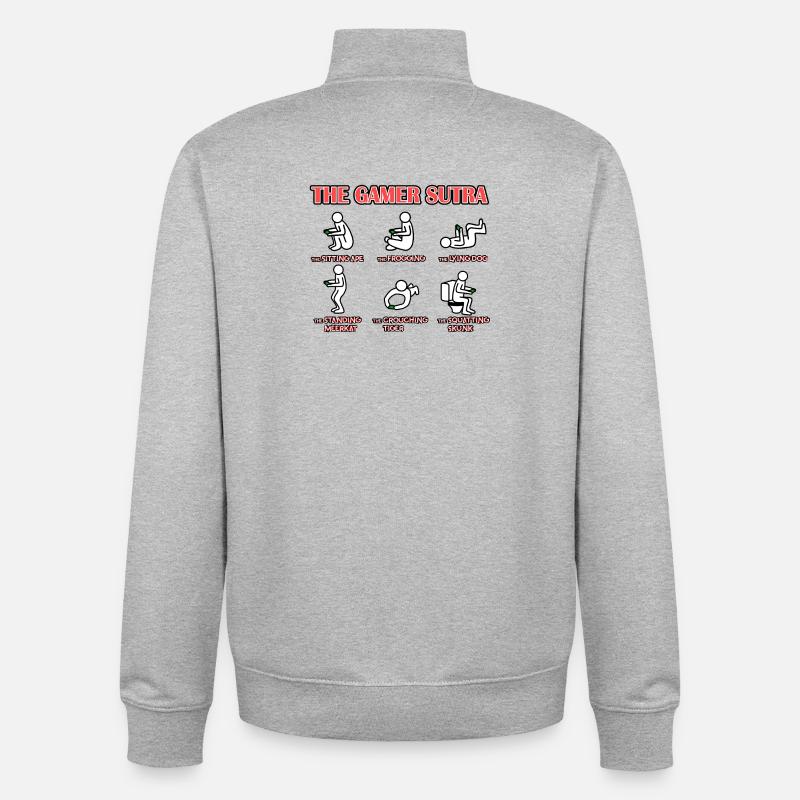 Le sutra du gamer - Sweat zippé unisexe en coton bio Stanley/Stella - gris chiné